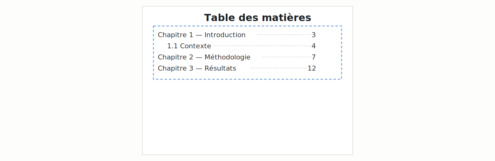créer un sommaire Word automatique